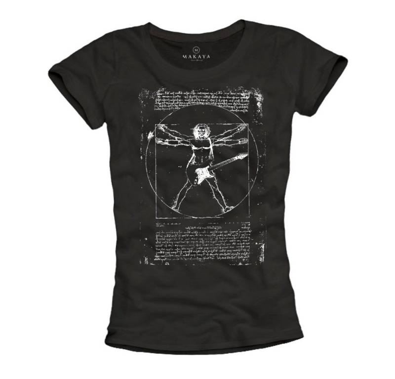 MAKAYA T-Shirt Sommer Top Vintage Musik Print Gitarre Aufdruck Coole Frauen Oberteile von MAKAYA