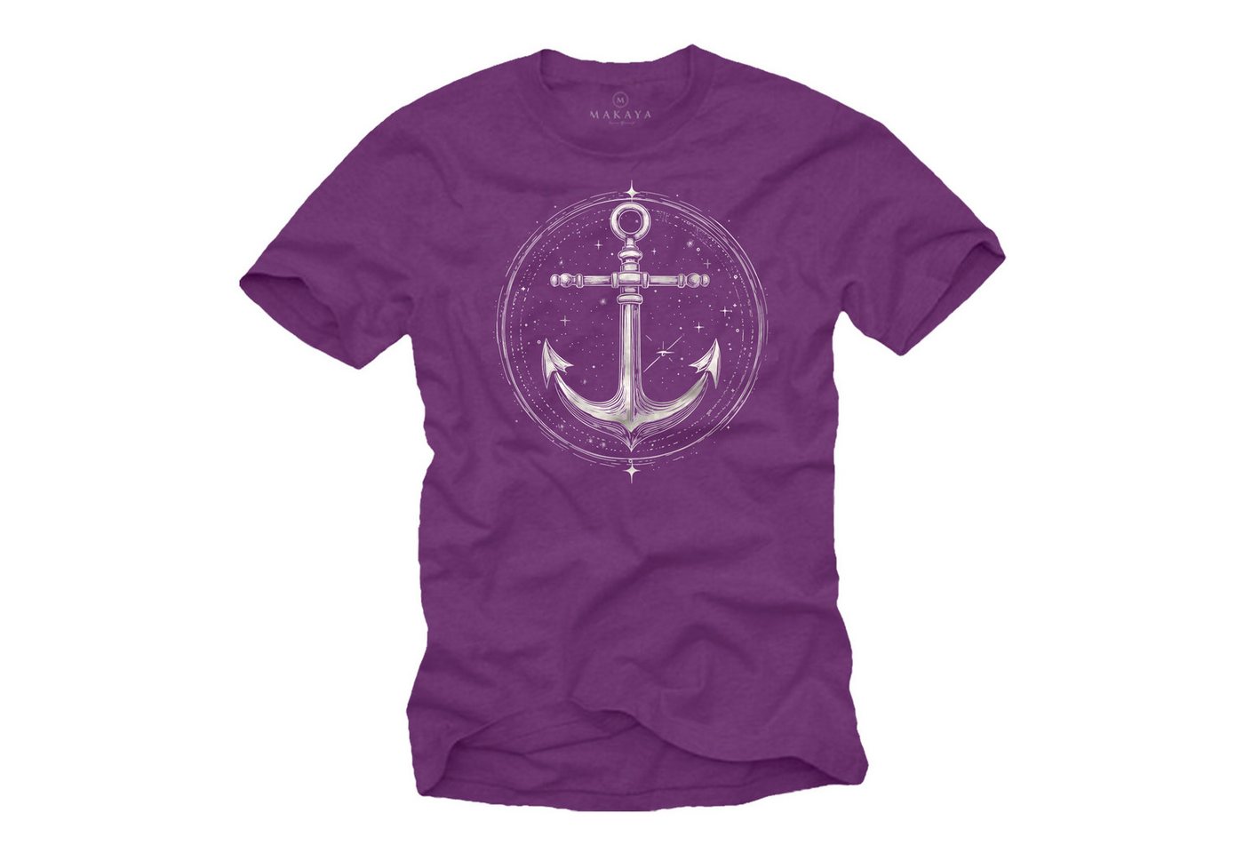 MAKAYA T-Shirt mit Anker Motiv für Männer Tattoo Style Art Design (Schwarz, Blau, Grau, Grün, Blaugrau, Lila, S, M, L, XL, XXL, 3XL, 4XL, 5XL) Baumwolle von MAKAYA