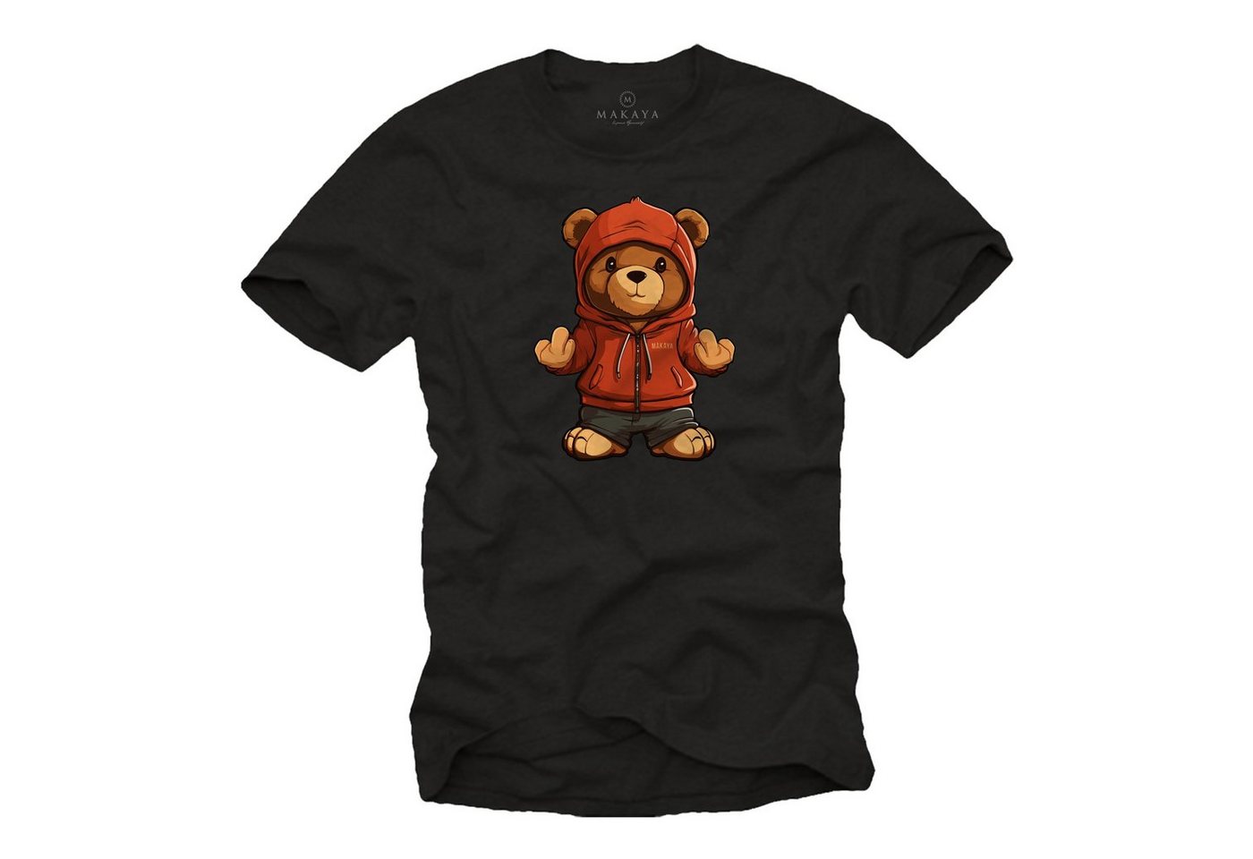 MAKAYA T-Shirt mit Teddy Herren Teddybär Jungs Jungen Jugendliche Teenager Print, Aufruck von MAKAYA