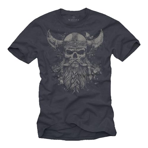 MAKAYA Viking T-Shirt Herren Wikinger Skull Odins Totenkopf Helm Valhalla Walhalla Blaugrau M MAKAYA Viking T-Shirt Herren Wikinger Skull Odins Totenkopf Helm Valhalla Walhalla Blaugrau M von MAKAYA