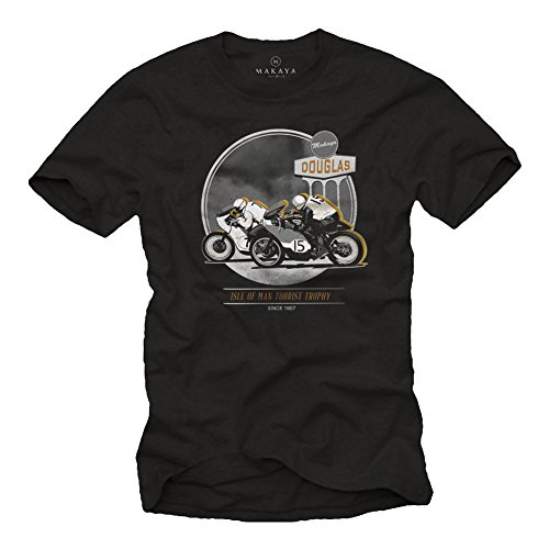 MAKAYA Vintage Cafe Racer T-Shirt Herren - Accessories und Motorrad Geschenke für Biker schwarz L von MAKAYA