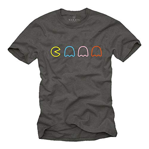 MAKAYA Vintage Gamer T-Shirt Herren Old School Game - Geschenke für Computer Nerds Man Grau M von MAKAYA