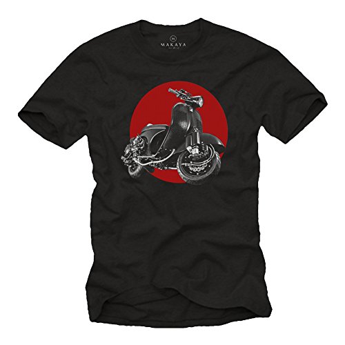 MAKAYA Vintage Roller T-Shirt Herren - PX 200 Tuning - Retro Scooter Aufdruck Schwarz XXXL von MAKAYA