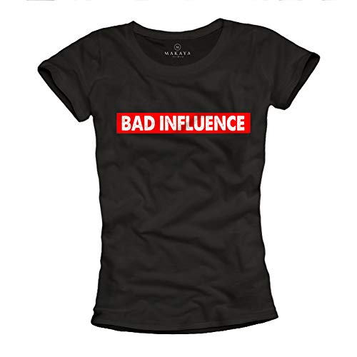 MAKAYA lustiges Sprüche T-Shirt Damen - Bad INFLUCENCE - Jungesellenabschied Frauen Größe XL von MAKAYA