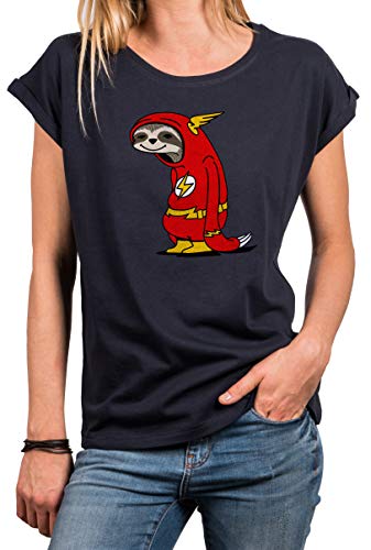 MAKAYA lustiges Tshirt für Damen mit Aufdruck Kurzarm Rundhals locker geschnitten - Flash Faultier - Lustige Tshirts Geschenke Theory dunkelblau Größe M MAKAYA lustiges Tshirt für Damen mit Aufdruck Kurzarm Rundhals locker geschnitten - Flash Faultier - Lustige Tshirts Geschenke Theory dunkelblau Größe M von MAKAYA