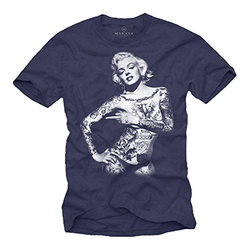 Marilyn Monroe T-Shirt - Tattoo Pin UP - Blau Größe XL von MAKAYA