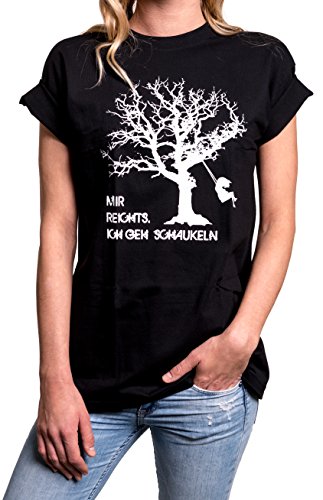 Mir reichts ich GEH schaukeln - T-Shirts mit lustigen Sprüchen Damen Longshirt Kurzarm schwarz XXXL von MAKAYA