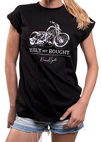 Motorrad Shirt für Damen mit Spruch - Built not Bought - Motorradbekleidung günstig große Größen L von MAKAYA