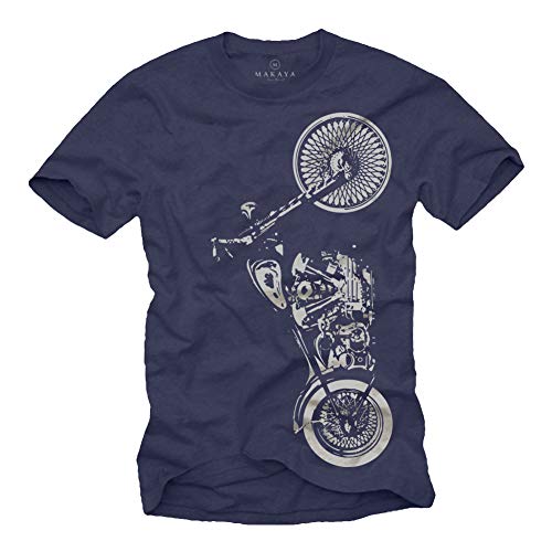 Motorrad T-Shirt für Herren Blau/Männer L von MAKAYA