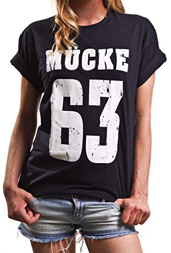 Mücke 63 - Damen Shirt große Größen Kurzarm lässig mit Aufdruck Oversize Top Boyfriend Spencer XXL von MAKAYA