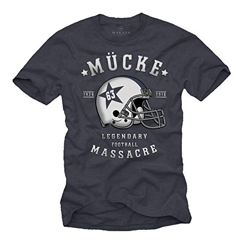 Mücke 63 - Herren T-Shirt - Football Helm Spencer Tracy Blaugrau L von MAKAYA