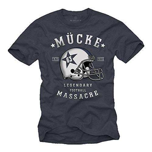 Mücke 63 - Herren T-Shirt - Football Helm Spencer Tracy Blaugrau XL von MAKAYA