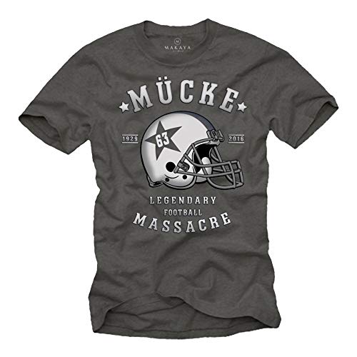 Mücke 63 - Herren T-Shirt - Football Helm Spencer Tracy Dunkelgrau XXL von MAKAYA