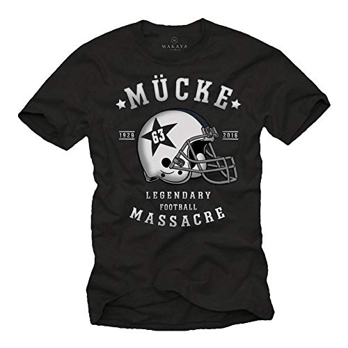 Mücke 63 - Herren T-Shirt - Football Helm Spencer Tracy Schwarz XXXL von MAKAYA