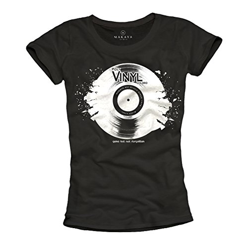 Musik T-Shirt für Frauen Schallplatte schwarz Größe S von MAKAYA