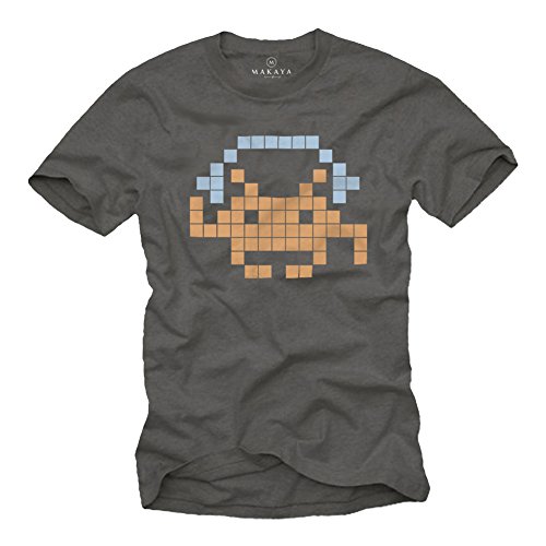 Nerd Geschenke - Gaming T-Shirt Sound Invaders mit Kopfhörer Geek Tshirt grau L von MAKAYA