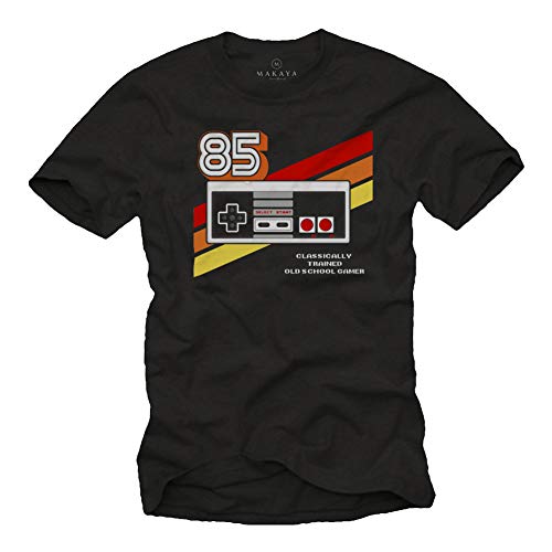 Nerd T-Shirt für Männer - Vintage Game Controller - Oldschool Gamer Herren schwarz XXXXL von MAKAYA