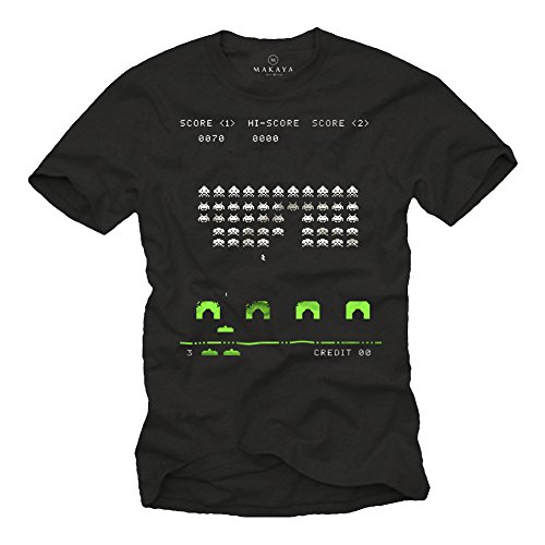 Old School T-Shirt Space Invaders schwarz Herren L von MAKAYA