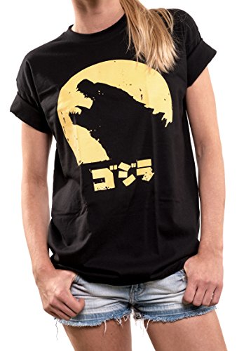 Oversize Damen Oberteile schwarz mit Gozilla Aufdruck - Comic Manga Anime T-Shirt große Größen M von MAKAYA