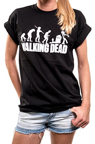 Oversize Shirt Damen Zombie Evolution schwarz - Walking Dead T-Shirt große Größen locker und lässig geschnitten M von MAKAYA