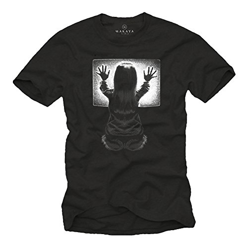 Retro Design Shirt für Männer Horror Film Poltergeist schwarz Größe S von MAKAYA
