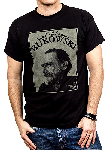 Retro Kult T-Shirt für Herren Charles Bukowski schwarz Größe L von MAKAYA