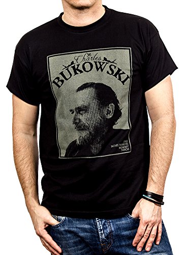 Retro Kult T-Shirt für Herren Charles Bukowski schwarz Größe XXXXXL von MAKAYA