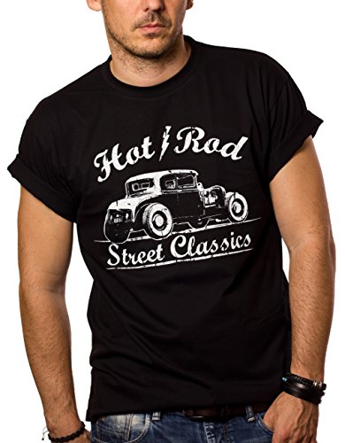 Rockabilly T-Shirt mit Aufdruck HOT Rod schwarz Männer XL von MAKAYA