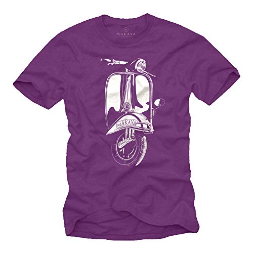 Roller Zubehör - T-Shirt Herren Rundhals weit mit Aufdruck - PX Modell Lila große Größe L von MAKAYA