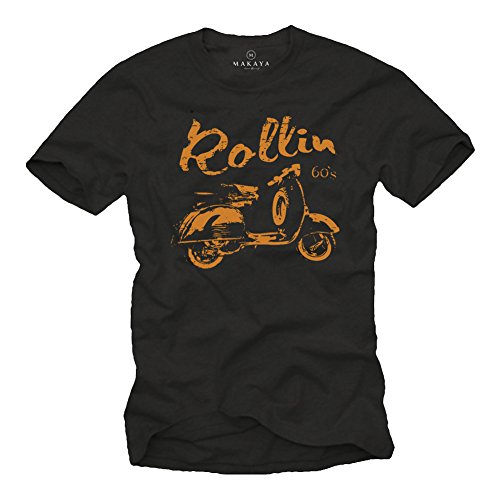 Scooter Roller T-Shirt für Herren schwarz - Rollin 60`s - Größe L von MAKAYA