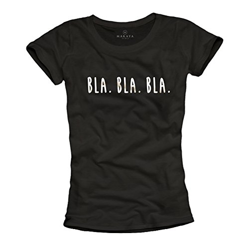 Sexy Damen T-Shirt mit Aufdruck - BLA BLA BLA schwarz Größe L von MAKAYA