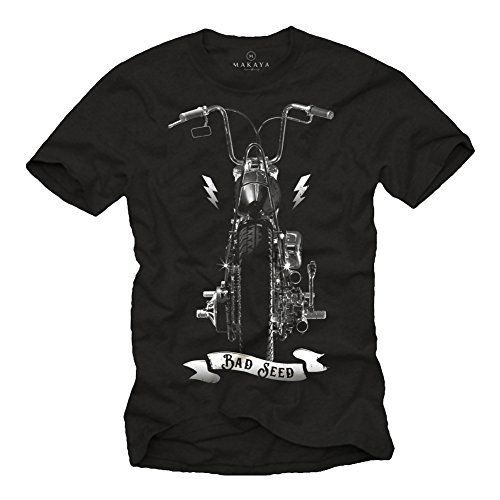 Anarchy Chopper T-Shirt für Männer Bad Seed Motorrad schwarz Größe L von MAKAYA