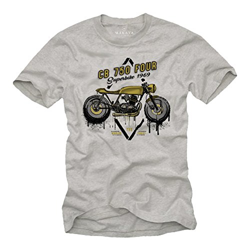 T-Shirt für Motorradfahrer Herren - CB 750 Four Biker Shirt - Motorrad Geschenke für Männer M von MAKAYA