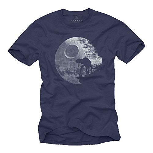 Todessstern T-Shirt mit at at im Mond Blau Herren Größe XXXL von MAKAYA