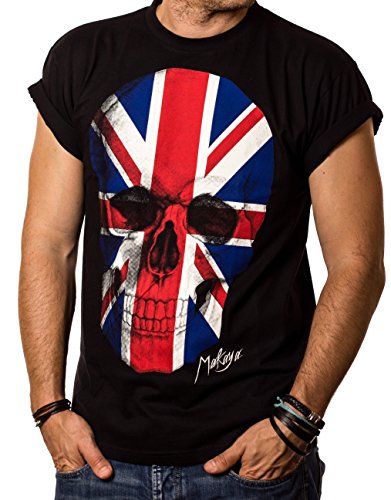 Totenkopf T-Shirt für Herren Union Jack Flagge Größe XL von MAKAYA