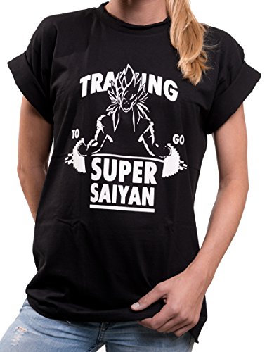 Training to go Super Saiyan - Gym Dragon Shirt für Damen mit Spruch - Ball Oversize Größe Größen L von MAKAYA