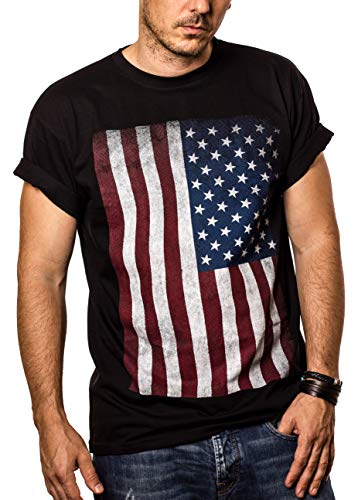 USA T-Shirt Herren Amerika Flagge schwarz Größe XL von MAKAYA