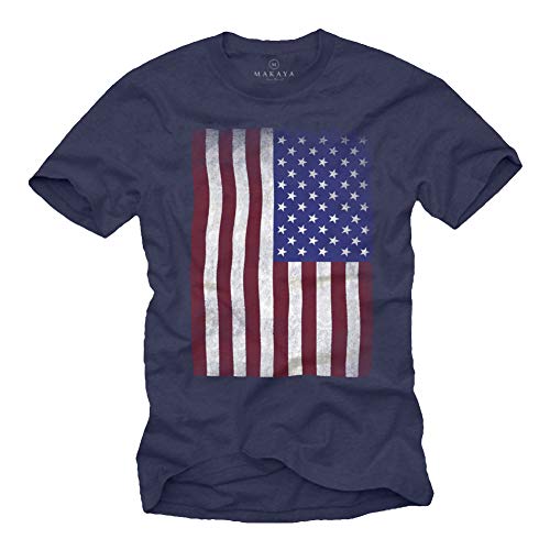 USA T-Shirt Herren Amerika Flagge Blau Größe XXXL von MAKAYA