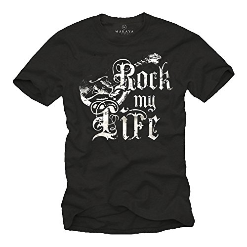 Vintage Band T-Shirt für Herren schwarz Rock My Life Gitarre Größe XXL von MAKAYA