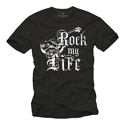 Vintage Band T-Shirt für Herren schwarz Rock My Life Gitarre Größe XXXXL von MAKAYA