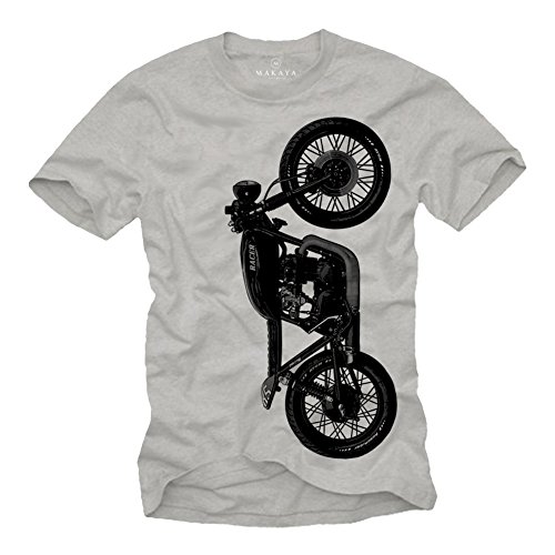 Vintage Biker T-Shirt Herren - CB 550 Cafe Racer Umbau - Geschenke für Motorradfahrer grau XXXXL von MAKAYA