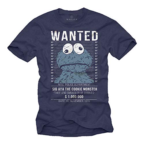 Vintage Cookie Monster T-Shirt - Kekse - Blau XXXXL von MAKAYA