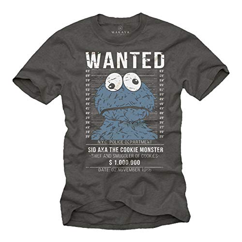 Vintage Cookie Monster T-Shirt - Kekse - Grau XXXXL von MAKAYA