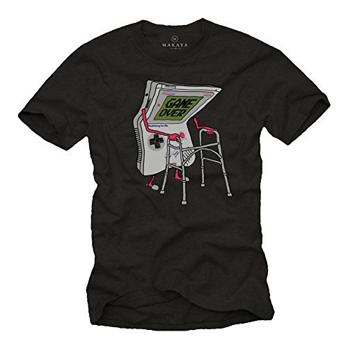Vintage Gamer T-Shirt Herren - Game Over - Nothing to do - Oldschool Nerd Shirt Schwarz Boy XXXL von MAKAYA