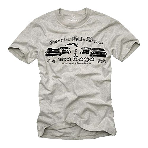 Vintage Herren T-Shirt in grau Mustang Quarter Mile Race Größe L von MAKAYA