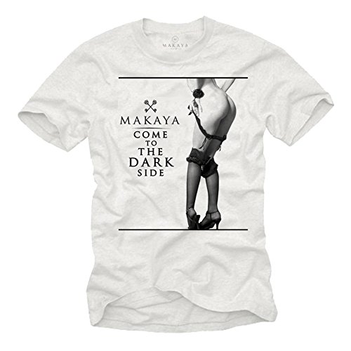 Vintage Pin Up T-Shirt mit Nylon Girl Dark Side weiß Größe L von MAKAYA