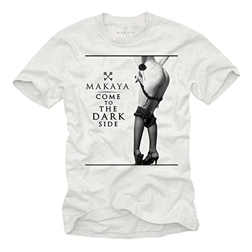 Vintage Pin Up T-Shirt mit Nylon Girl Dark Side weiß Größe M von MAKAYA