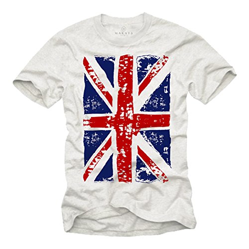 Vintage UK T-Shirt Union Jack Flagge weiß Männer L von MAKAYA
