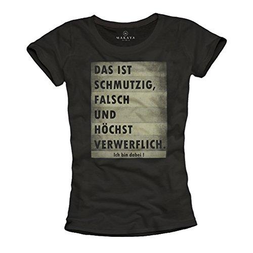 Witzige Shirts Damen Spruch DAS IST SCHMUTZIG schwarz Größe M von MAKAYA