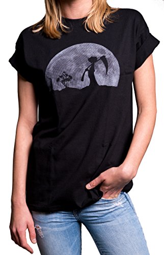 Witziges Damen T-Shirt schwarz Übergröße locker geschnitten - Cooles Lustiges Longshirt große Größe XL von MAKAYA